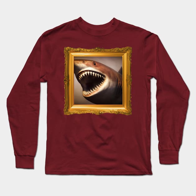 Painting of a Shark Long Sleeve T-Shirt by Dunkel